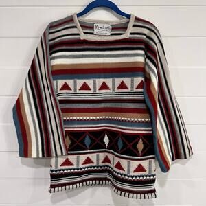 Kimlon RBK Importers BoHo Wide Sleeve Vintage Sweater Size Medium Brown Stripe